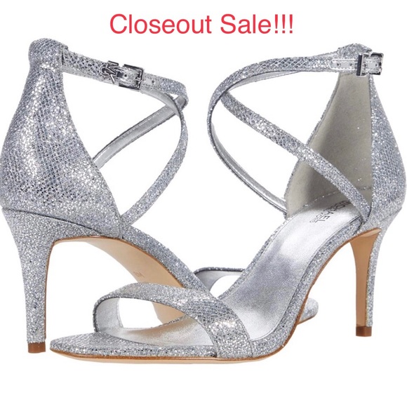 NIB Michael Kors Ava Mid Sandal Glitter Mesh - Picture 1 of 5